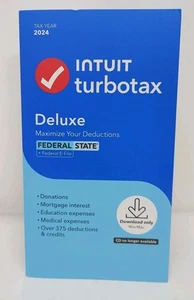 Intuit Turbotax 2024 Deluxe Federal & State fichier électronique préparation fiscale livraison gratuite - Photo 1/3