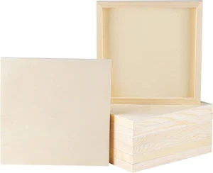 ADXCO 8 Pack Wood Panels 10 x 10 Inch Unfinished 10 x 10 inch, Brown - Picture 1 of 7