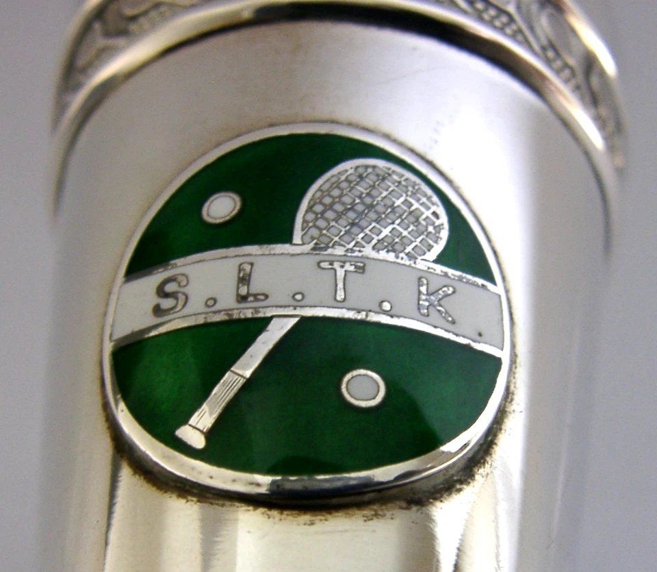 BEAUTIFUL SWEDISH SOLID SILVER TENNIS CUP BEAKER 1902 SPORTING ANTIQUE SLTK - Image 1 of 4