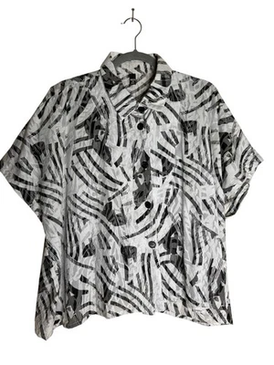 Nuevo VESTIDO PARA MATAR por JANE MOHR Algodón Top Camisa Gráfico Negro Blanco S M L Foto 1 de 4