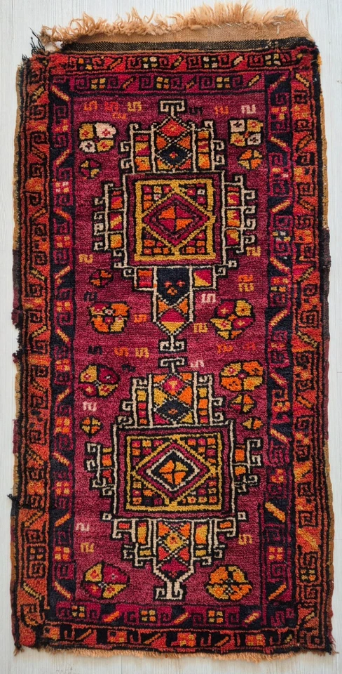 Antique Small Carpet, Hand Woven Rug, Wool, Handmade, Anatolian Rug, Collectible - Image 1 of 4