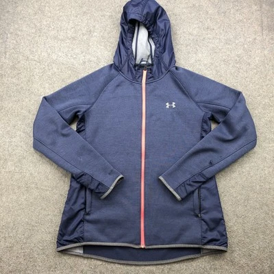 Sudadera con Capucha Under Armour Mujer Azul Medio ColdGear Con Capucha Cremallera Completa Atlético Correr Foto 1 de 4