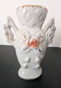 Vintage Vase Japan Porcelain Bud Vase – 4" Tall Pink Rose & Gold Mid Century - Picture 1 of 6