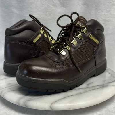 Timberland Botas de Campo Niños 3.5 Cuero Marrón Senderismo Invierno Con Cordones Suela Foto 1 de 4