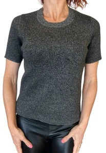 ZARA JERSEY PUNTO TOP MINIMALISTA MANGA CORTA GRIS JERSEY ELÁSTICO 6254-100 M - Imagen 1 de 8