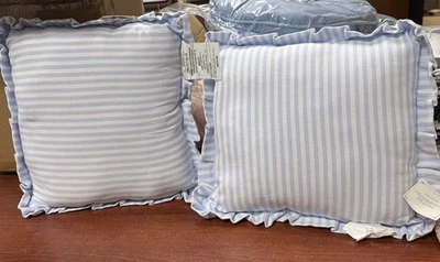 Декоративная подушка 14 дюймов x 14 дюймов белая и синяя в полоску упаковка 2 шт. - Изображение 1 из 2