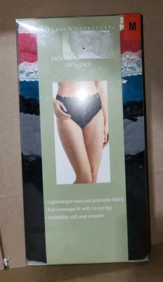 Paquete de 4 calzoncillos de microfibra de corte alto con encaje Karen Neuburger 2784 para mujer talla M 6 Foto 1 de 4