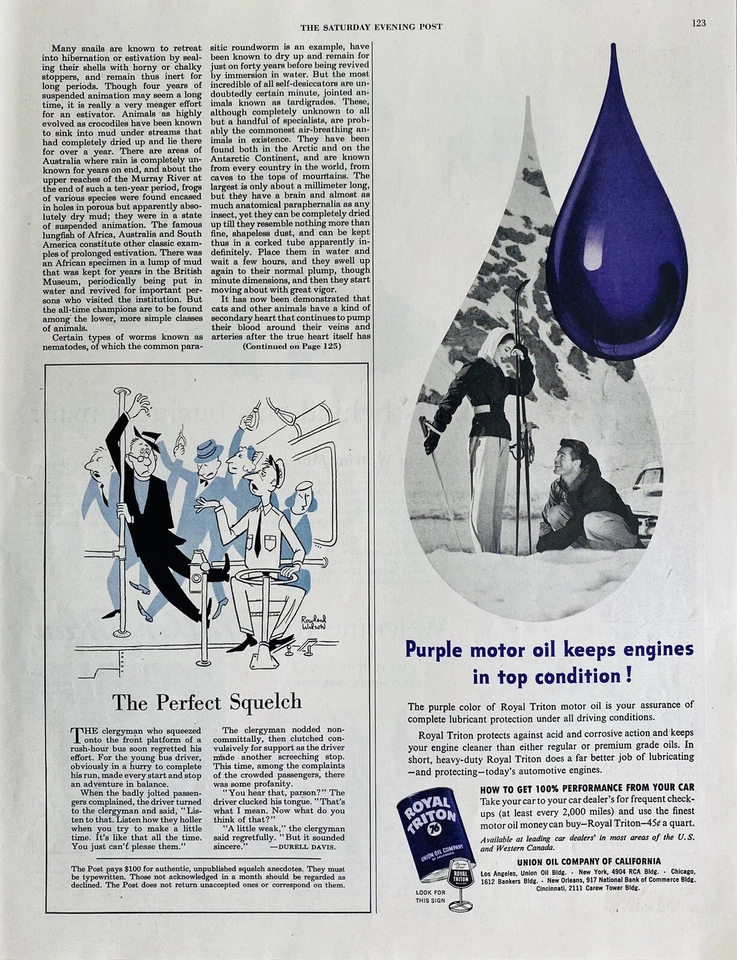 Vtg Print Ad 1953 Union Oil Company 76 Royal Triton Purple Retro Garage Wall Art - Image 1 of 1