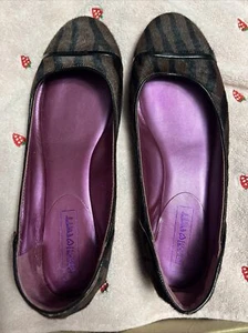 Coach ❤️ Poppy tiger pony hair brown black Stripe Round Toe Size 7 Purple Lining - Picture 1 of 7