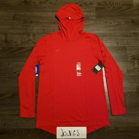 HOUSTON ROCKETS NBA Nike Long sleeve hoodie Shirt Triple Red Harden Mens MEDIUM Cover