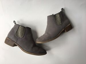 OLD NAVY GREY ANKLE BOOTS BOOTIES GIRLS SIZE 1 GREY ZIP UP FAUX SUEDE BOOTIES 