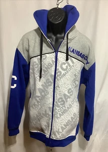 Sudadera con Capucha De Colección Kansas City Y2K - BTL Beyond The Limit Azul Gris Cremallera - L - Imagen 1 de 5