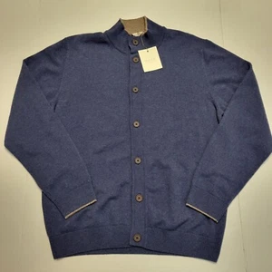 $ 395 neu HAGEN Pullover geknöpfte Strickjacke Herren XL X-LARGE jeansblau Wolle KASCHMIR - Bild 1 von 8