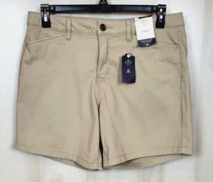 St. John's Bay NWT Women's 12 Inseam 7" Khaki Tummy Control Cotton Blend Shorts - Picture 1 of 10