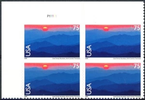 GREAT SMOKEY MOUNTAINS Plate Block of 4 MNH Scott's C140 UL PL 911111 - Picture 1 of 2