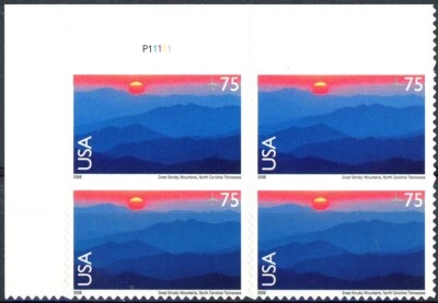 GREAT SMOKEY MOUNTAINS Plate Block of 4 MNH Scott's C140 UL PL 911111 - Image 1 of 2