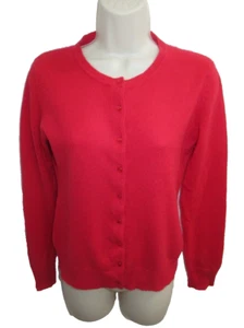 Peck & Peck 100% 2-ply Cashmere Red Crew Neck Cardigan Petite Size PS - Picture 1 of 3