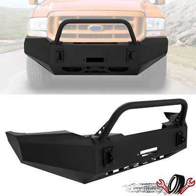Front Winch Bumper w/ Bull Bar For Ford F250 F350 Super Duty 99-04 Powder Coated - Imagem 1 de 4