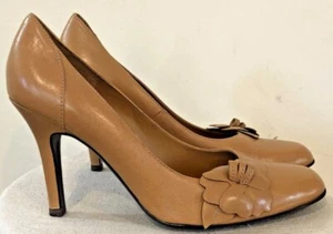Womens Amanda Smith "Rose" Caramel Leather Heels Sz. 9M - Picture 1 of 12