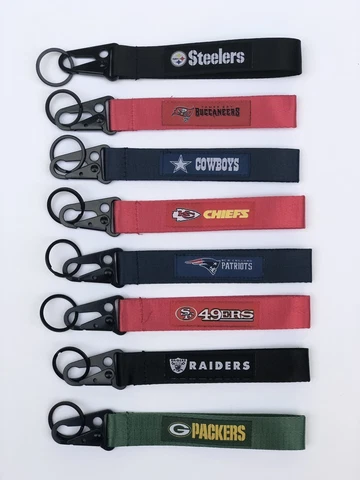 NFL WRIST KEYCHAIN LANYARD CAR FOB KEYCHAIN Cowboys Steelers Chiefs Packers Cover