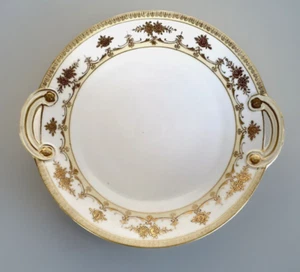 Antique Gold Moriage Porcelain Plate with Handles Nippon/Japan 11-1/8" - Foto 1 di 7