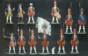 12 statuine in latta Prussia Potsdam guardia gigante 90 mm pittura di lusso 1721 - Foto 1 di 1