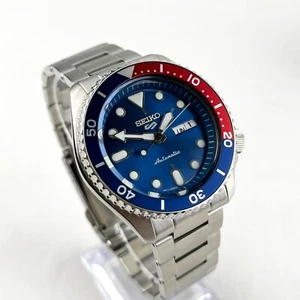 Reloj automático deportivo Seiko 5 42 mm esfera azul pulsera plateada reloj para hombre SRPD53 - Imagen 1 de 9