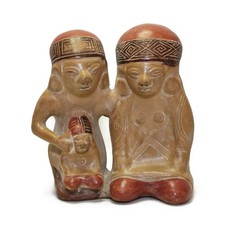  Pre-Columbian Ecuador Incas Mayan Aztec Clay Art Pottery Statue Figure Family 