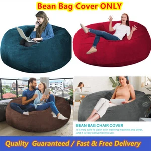 Microsuede Foam Giant Bean Bag Memory Living Room Chair Lazy Sofa Cover 4/5/6/FT - Picture 1 of 96