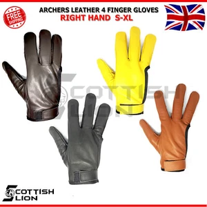 4 Fingers Archery Gloves Right Hand- Hunting Gloves Shooting Bow Archers Glove - Picture 1 of 5