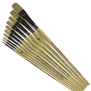 Pro Arte Series Long Flat artists brushes Single Acrlyic oil paint brush Hogs - Picture 1 of 11