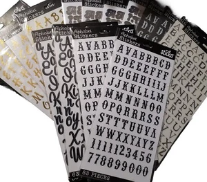 Lot Of 15 Silver Gold Black Embossed Glitter Foil Letters Scrapbook Stickers - Picture 1 of 13