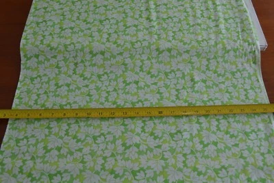 By 1/2 Yd, White Floral on Green Quilt Cotton, Moda/Me & My Sister/Happy!, B389 - Image 1 of 4
