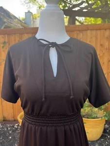 Women’s Vintage 1970’s Disco Era Brown Poly Dress Size XSmall-Small - Picture 1 of 6