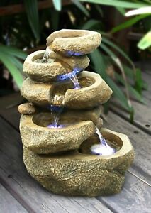In/Outdoor Fountain-Rocks 5 Levels w/LED, 14 in H, Home/Garden/Tabletop Decor