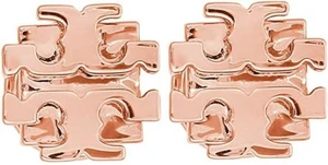Pendientes pequeños enchapados en oro rosa 53355 con logotipo en T de Tory Burch para mujer - Imagen 1 de 4