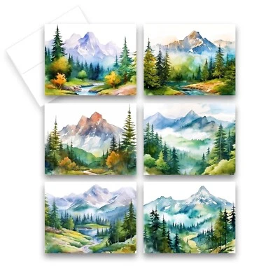 12 Assorted All Occasion Notecards with Envelopes - Watercolor Mountain -2 of Ea - Image 1 of 4