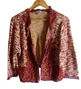 Lucky Brand Boho Spice Dye Desert Brown Fringe Hem Open Cardigan Sweater XL - Bild 1 von 7