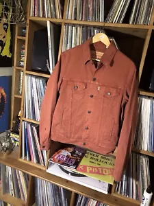 Men’s Levi Trucker Jacket Rust Colour Small size..scuff Small Hole As Photos - Picture 1 of 6