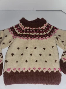 Hand Knitted GIRLS TURTLE NECK SWEATER. SM. - Picture 1 of 11