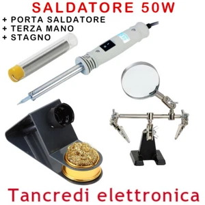 SALDATORE A STILO 50W STAGNO PORTA SALDATORE TERZA MANO LENTE SALDATURE SALDARE - Picture 1 of 5