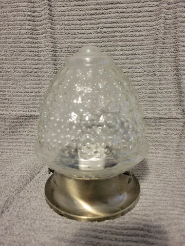 Vintage Acorn Light Fixture 8" Clear Glass Shade Metal Globe Floral Cover