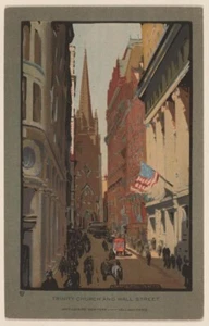 Trinity Church and Wall Street 1914 Rachael Robinson Elmer Art Print – NYC Scene - Picture 1 of 2
