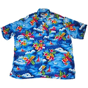 Polo Ralph Lauren Caldwell Shirt Mens XL Camp Blue Floral Rayon Hawaiian Aloha - Picture 1 of 7