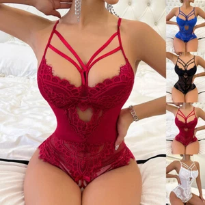 Sexy Damen-Dessous Babydoll Nachtwäsche Unterwäsche Spitzenkleid G-String Nachtwäsche/ - Bild 1 von 18