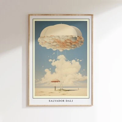 Salvador Dali Cloud Wall Art, Surreal Art Print, Indigo Blue Wall Art — 第 1/4 张图片