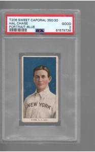 1909 T 206 HAL CHASE BLUE PORTRAIT SWEET CAPORAL 350 SUBJECTS FACTORY 30 PSA 2