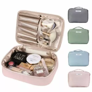 Waterproof PU Makeup Bag Brush Cosmetic Case Storage Handle Organizer Travel Bag - Picture 1 of 16