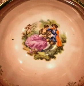 Platillo de copa vintage WALDERSHOF Bavaria Fragonard Demitasse porcelana oro rosa - Imagen 1 de 8