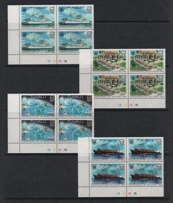 TUVALU 1983 DÍA DE LA COMMONWEALTH BLOQUES DE CONTROL MARGINAL DE 4 (SG213/6) *EN MUY BUEN ESTADO MNH* Foto 1 de 2